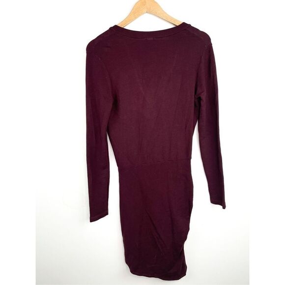 NWT MONROW Supersoft Long Sleeve V Dress in Merlot size S - Picture 11 of 13